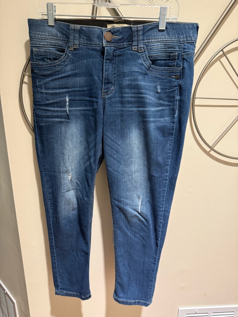 Democracy Dark Wash Distressed Skinny Jeans Size 12 Cotton